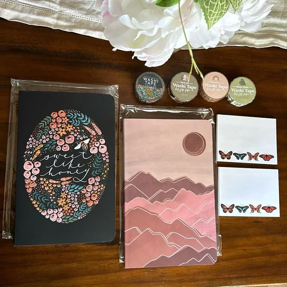 Notebook dotted lined Washi tapes and sticky notes all new Bundle